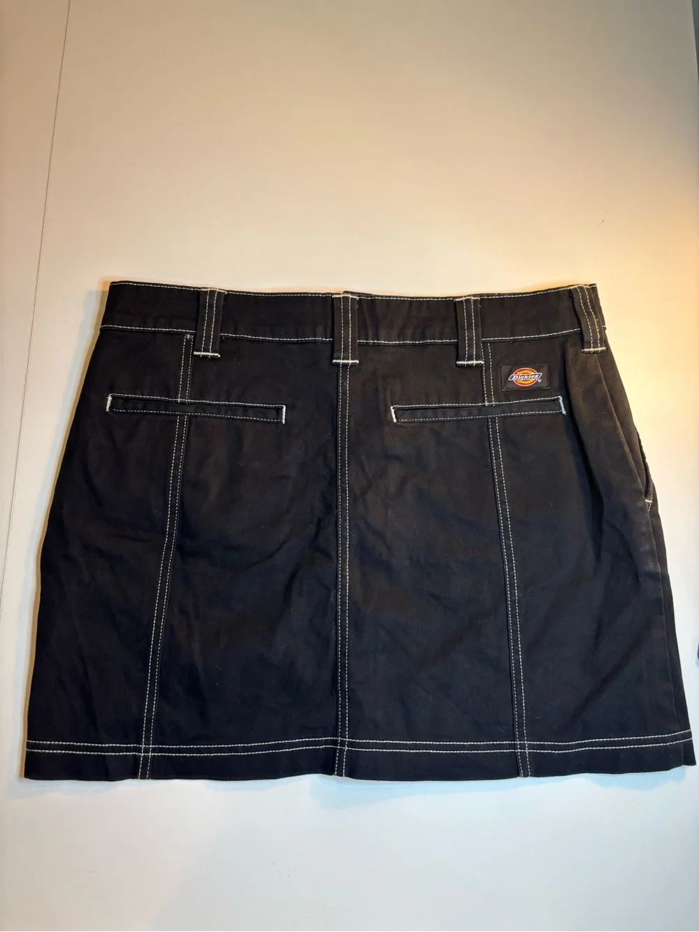 Dickies Black Mini Skirt with White Contrast Stitching